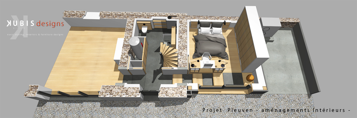 Project C & C - 1870 dwelling, layout for a ground level bedroom - Pleuven