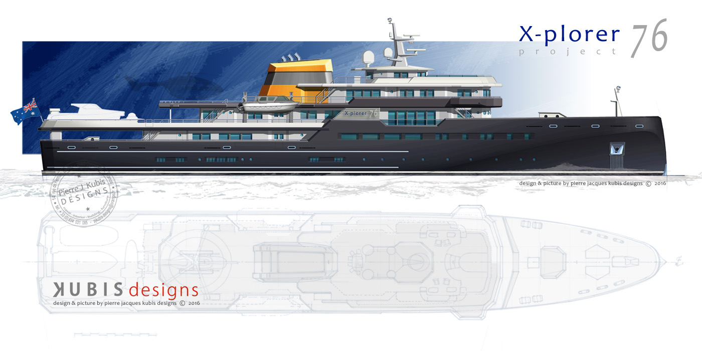 A new explorer M/v project, the X-plorer 76 - 250' in design studies.