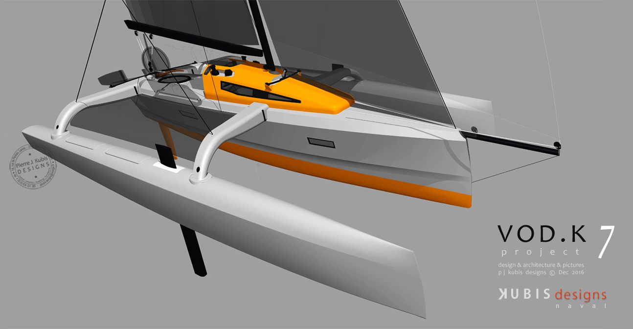 Design and naval architecture for the new folding Trimaran Vod.K7